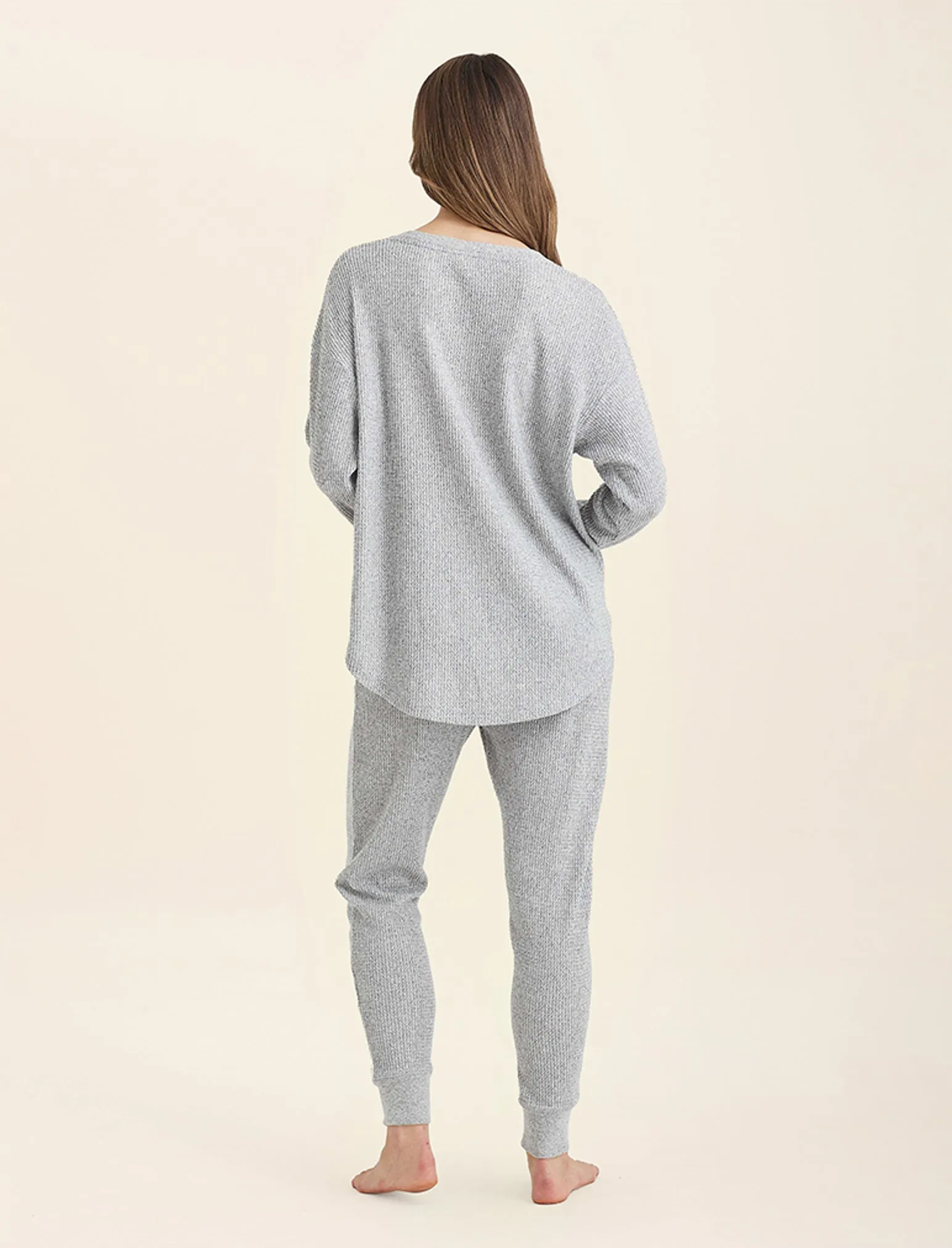 Super Soft Waffle Relaxed Top and Exposed Elastic Jogger Set