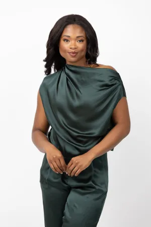 The Sei Draped Top in Hunter Green