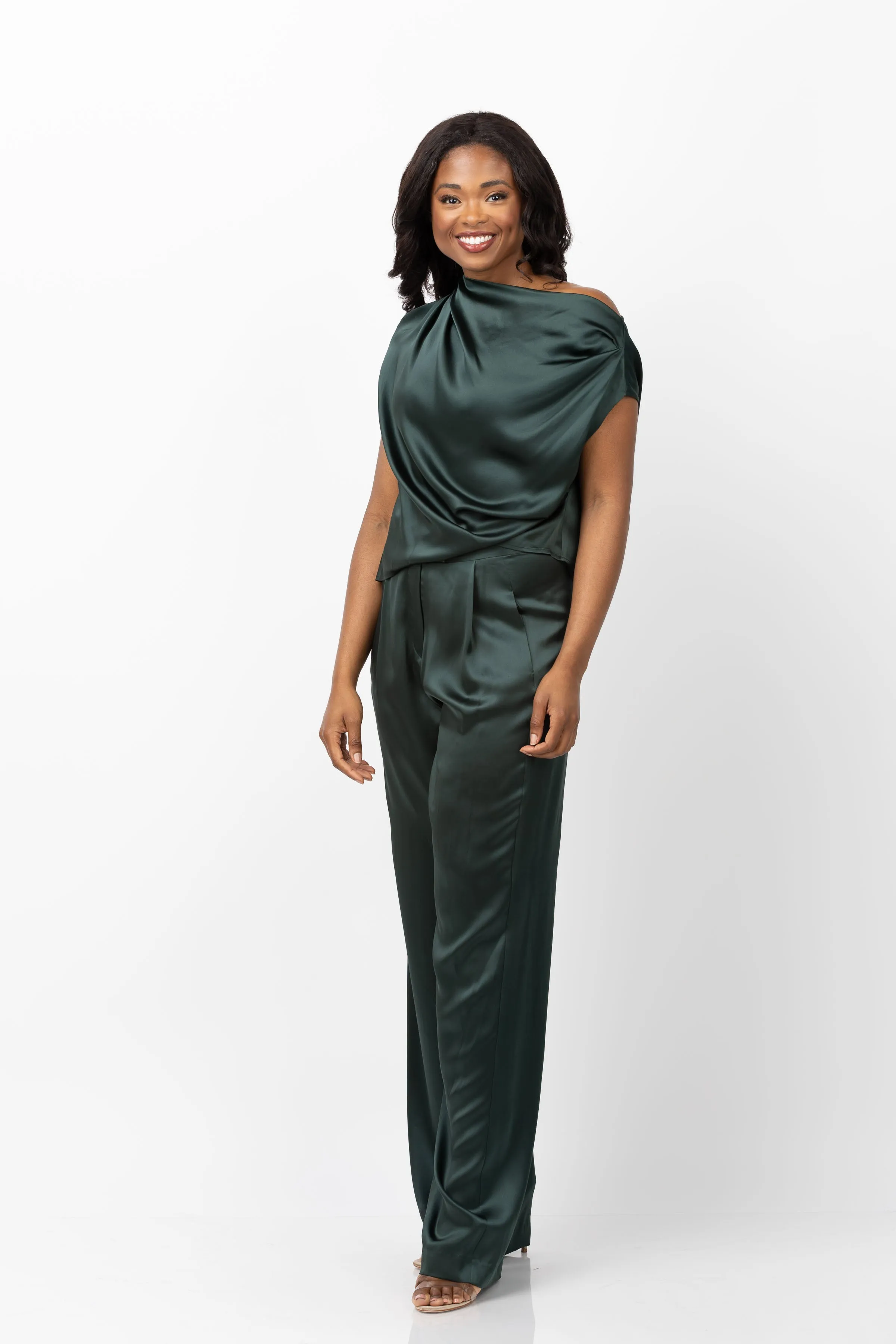 The Sei Draped Top in Hunter Green