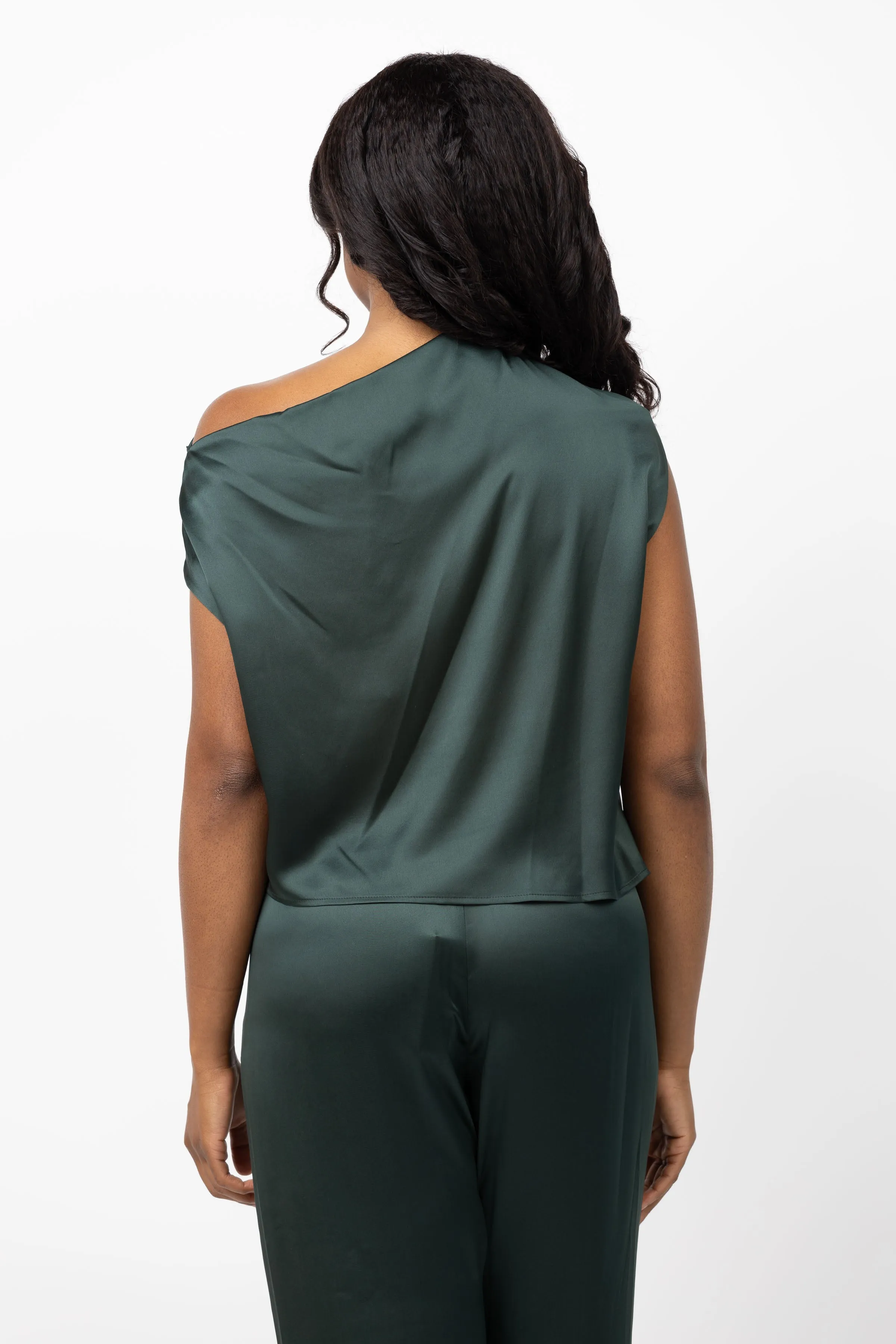 The Sei Draped Top in Hunter Green