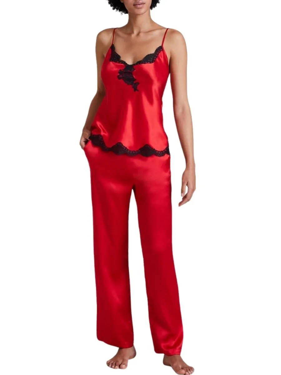 Toi Mon Amour Silk Pants - Rouge Passion