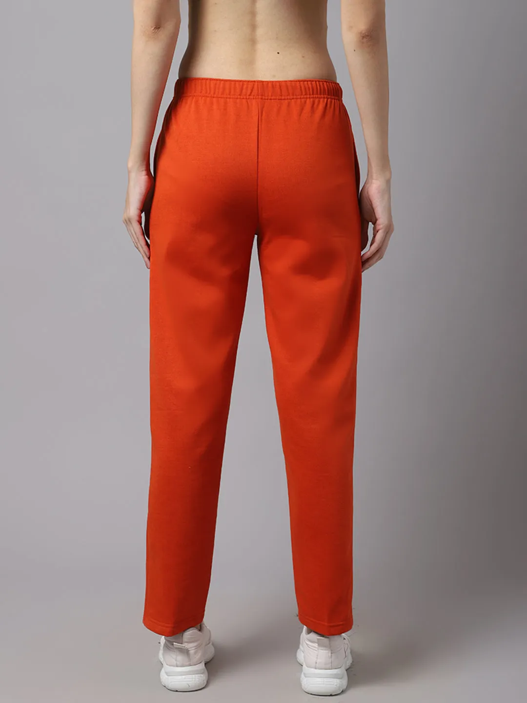 Vimal Jonney Fleece Regular-Fit Rust Trackpant for Women