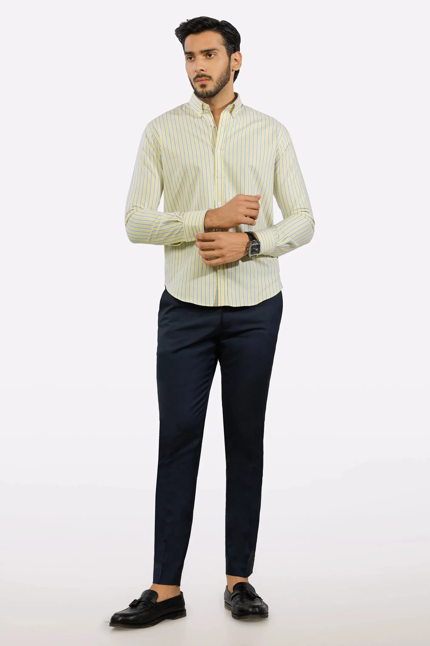 Yellow Pinstripe Casual Shirt